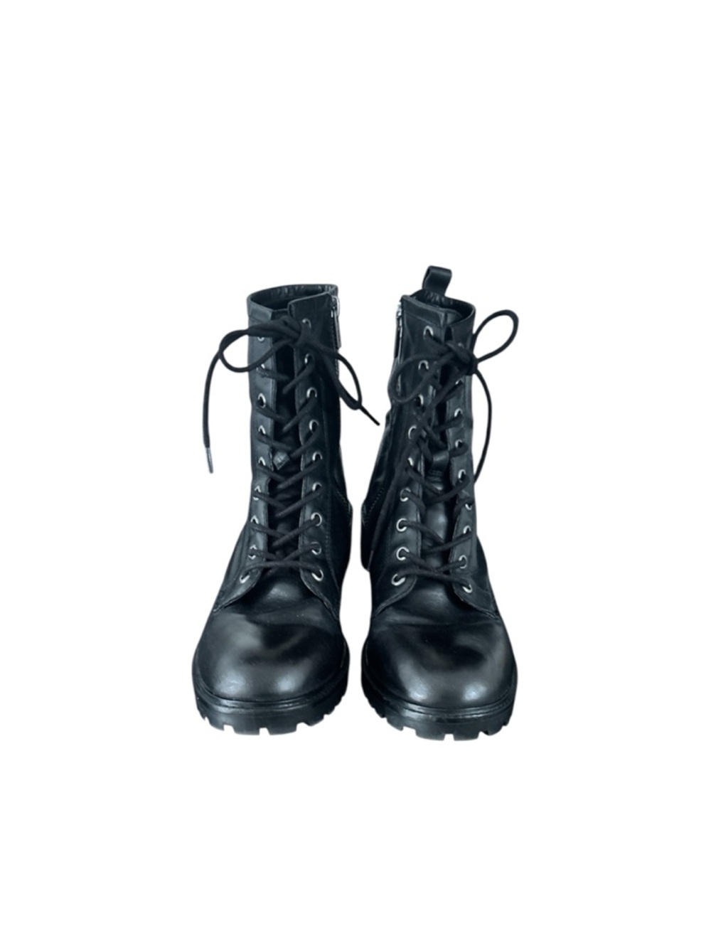 Frye Foster Black Leather Lace-Up Combat Moto Boots - Women's size 9